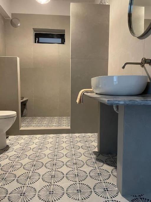 The bathroom with marble basin